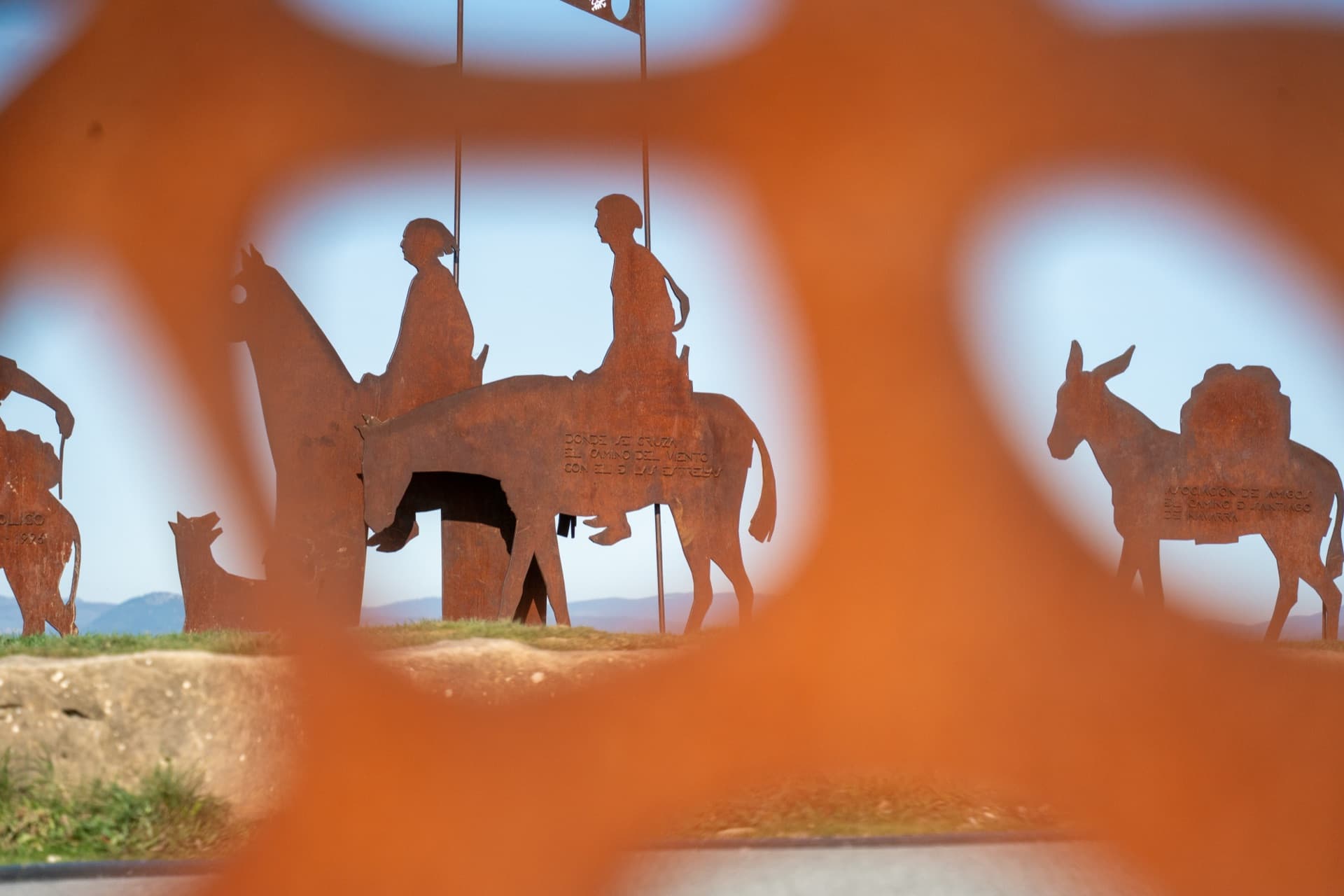 Pilgrim monument at Alto del Perdón on the Camino de Santiago