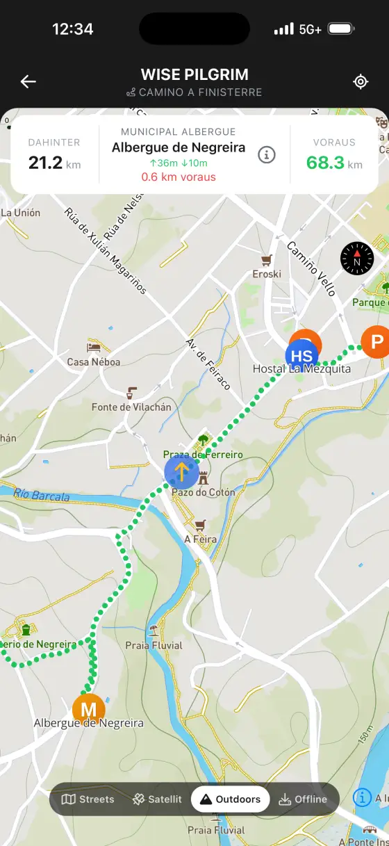 Camino Finisterre & Muxía — Topographical map