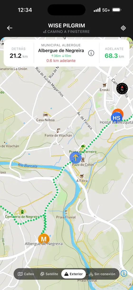 Camino Finisterre & Muxía — Topographical map