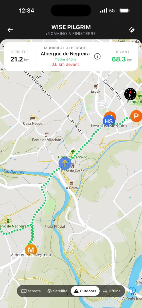 Camino Finisterre & Muxía — Topographical map