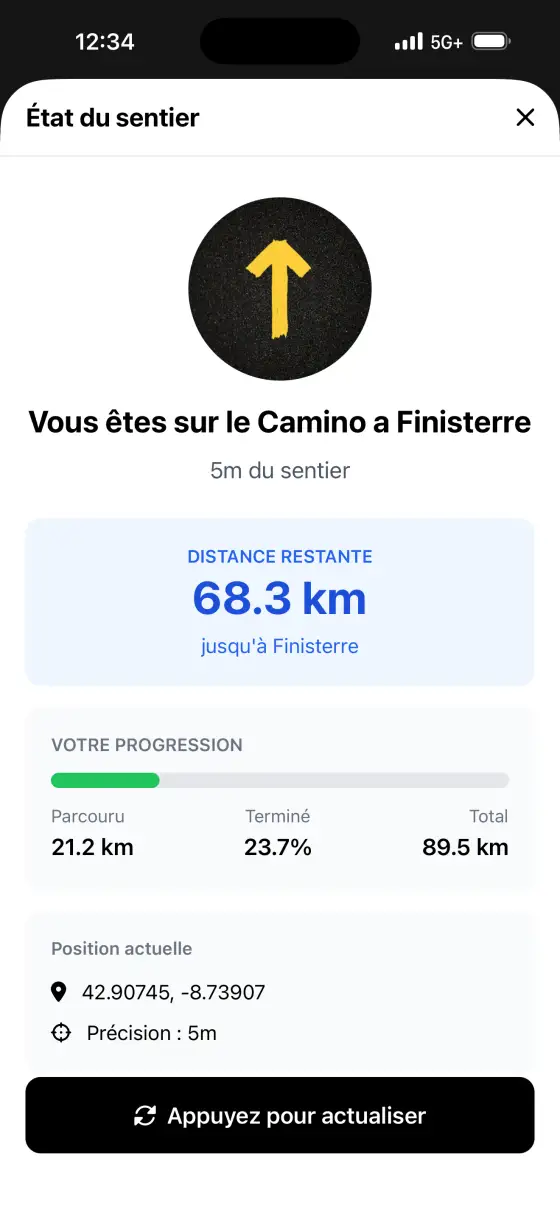 Camino Finisterre & Muxía — Trail status