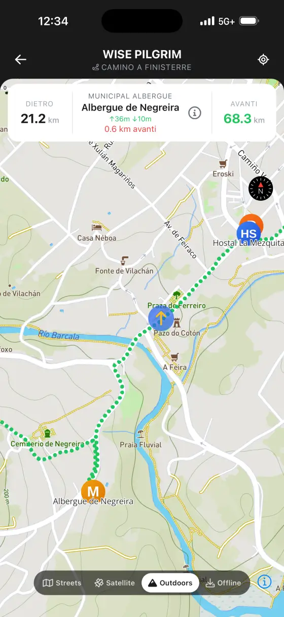 Camino Finisterre & Muxía — Topographical map