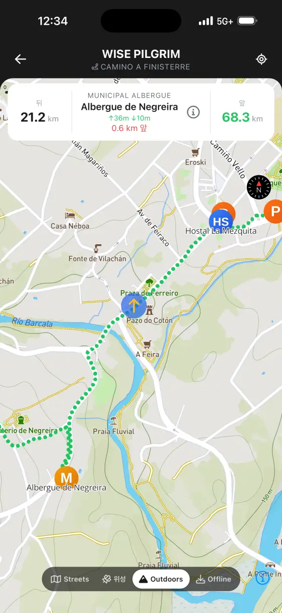 Camino Finisterre & Muxía — Topographical map