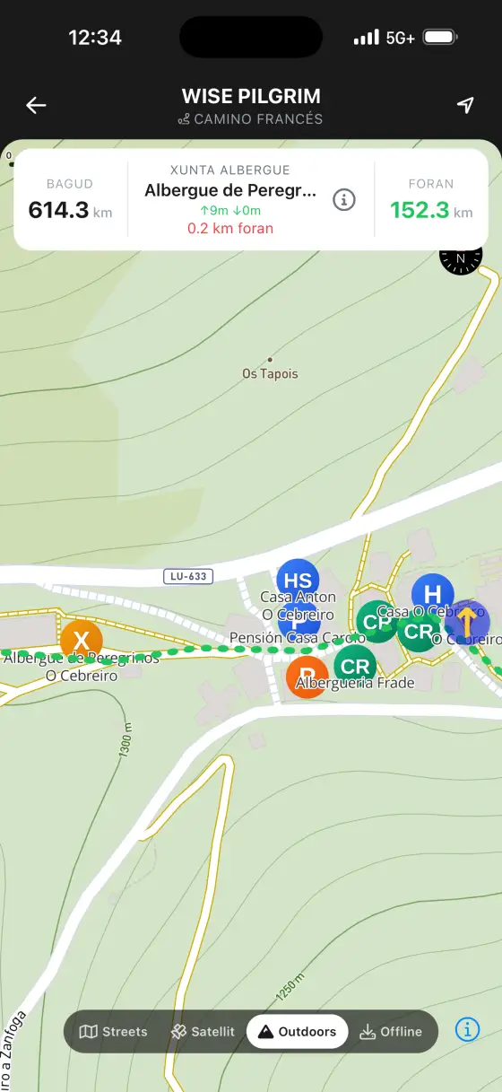 Camino Francés — Topographical map