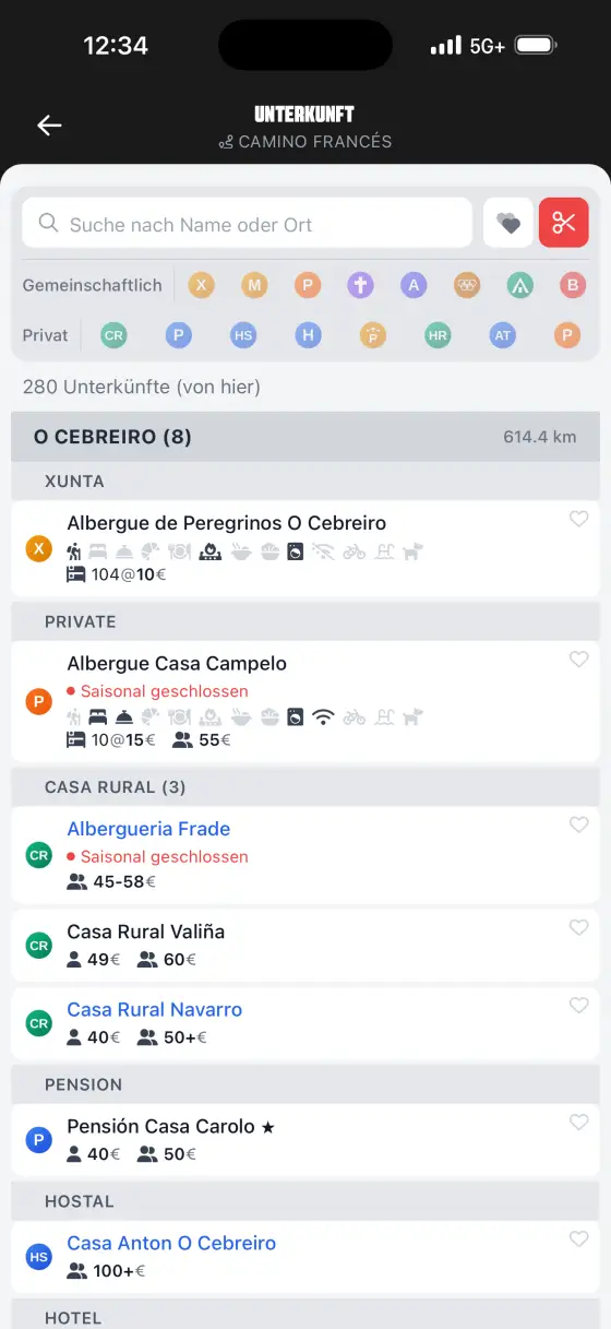 Camino Francés — Accommodation directory