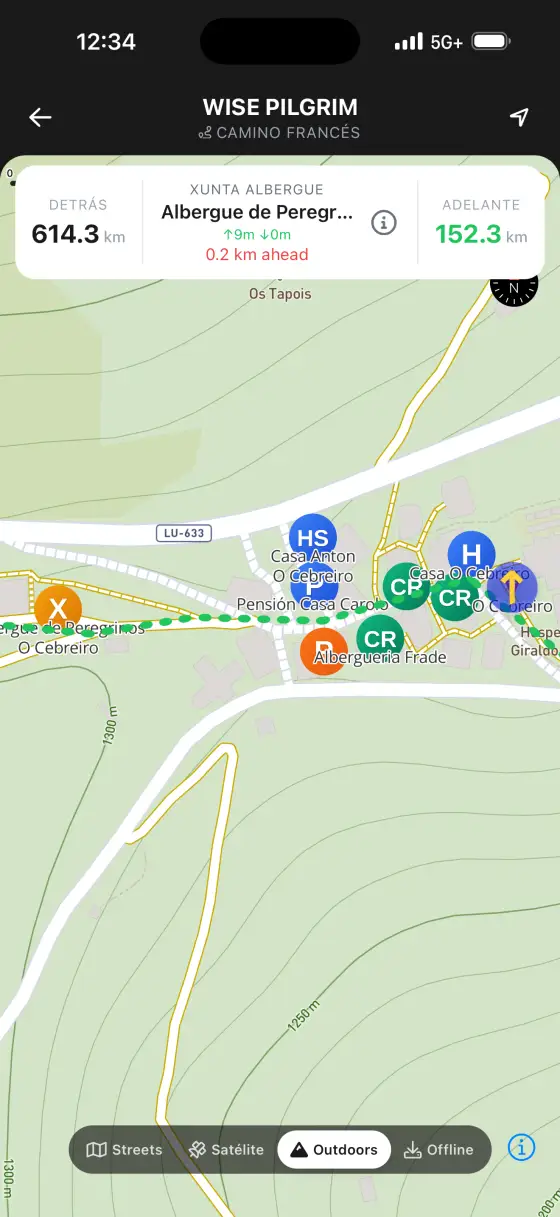 Camino Francés — Topographical map
