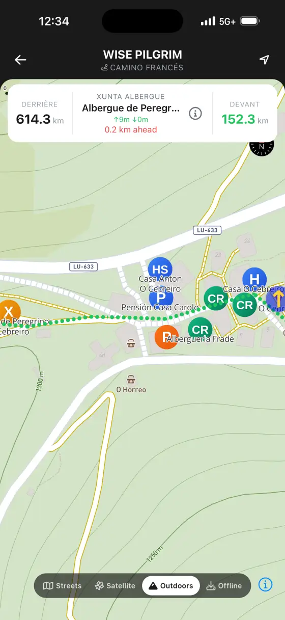 Camino Francés — Topographical map
