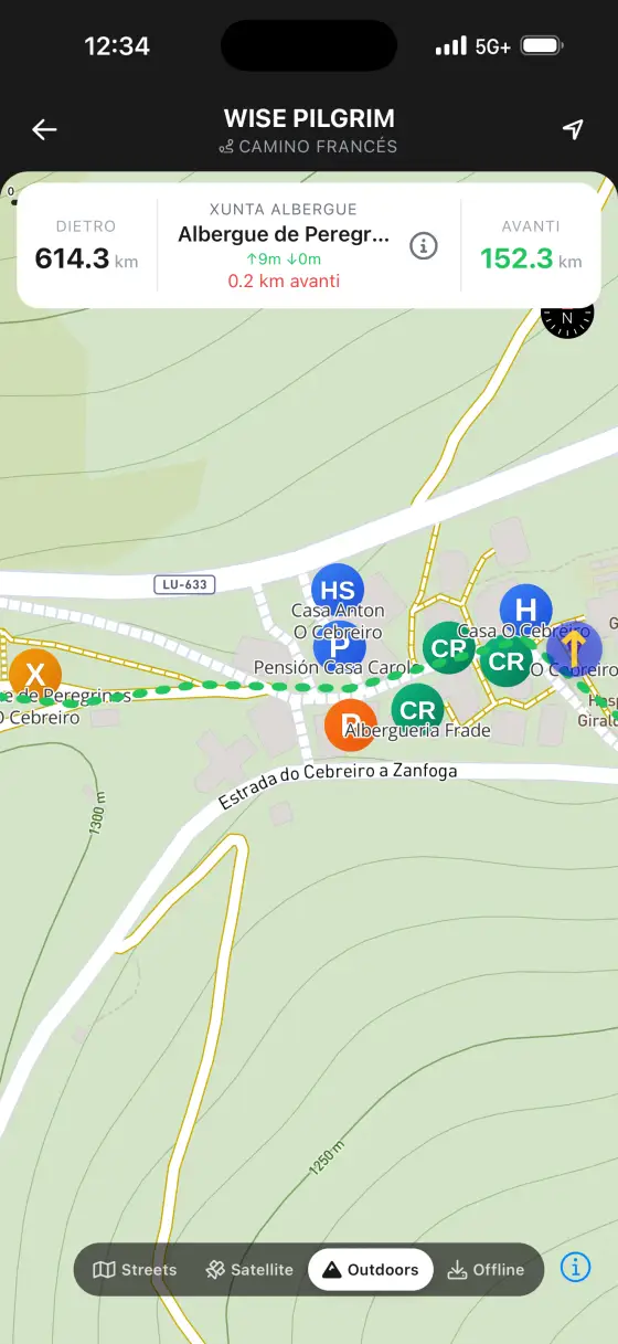 Camino Francés — Topographical map