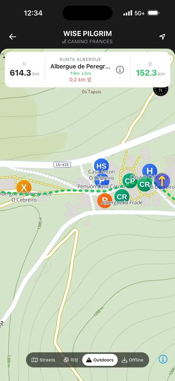Camino Francés — Topographical map