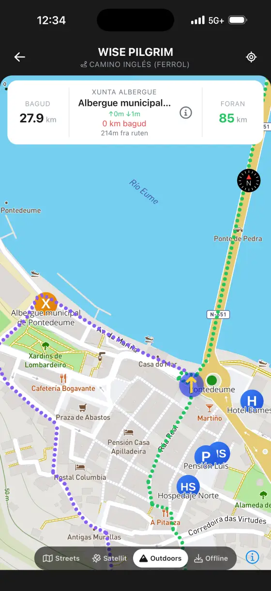Camino Inglés — Topographical map