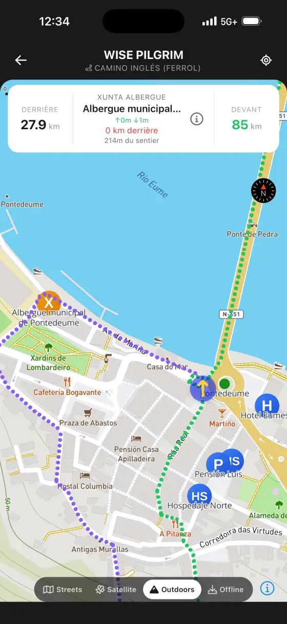 Camino Inglés — Topographical map