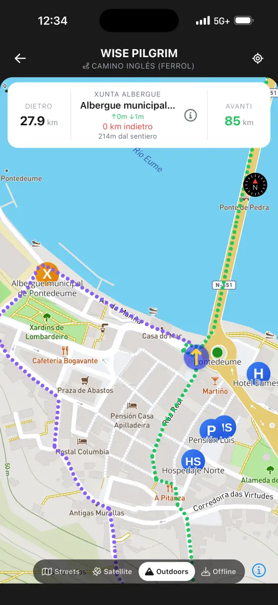 Camino Inglés — Topographical map