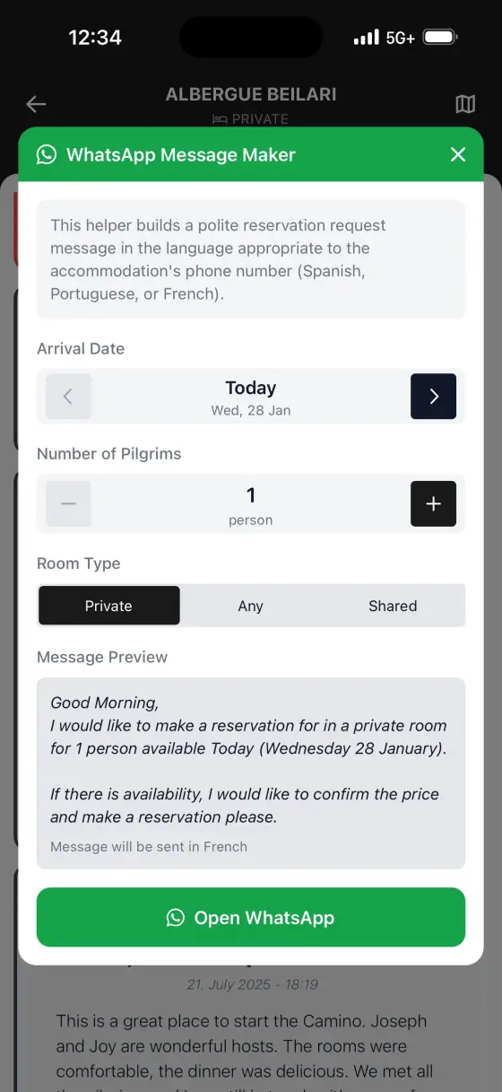 Camino Inglés — Reservation helper