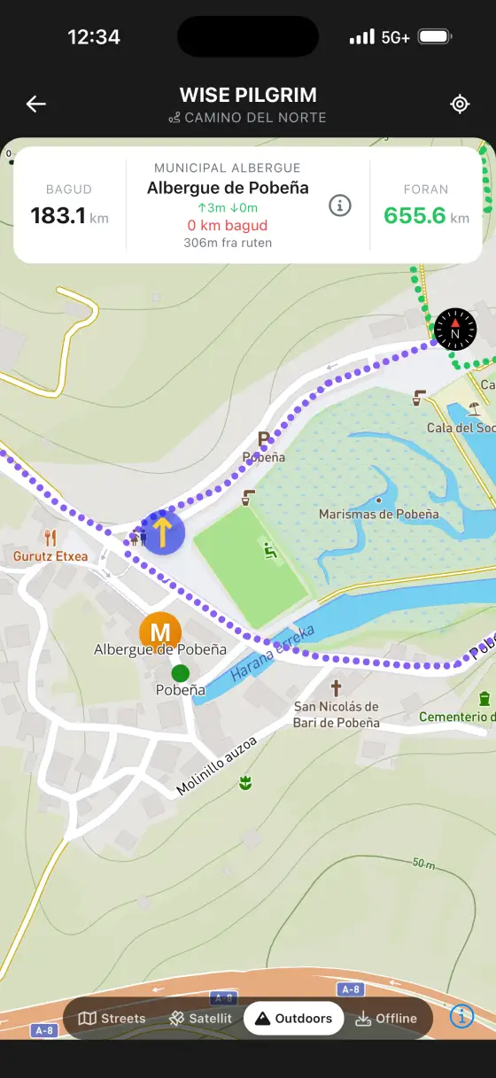 Camino del Norte — Topographical map