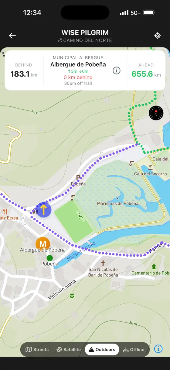 Camino del Norte — Topographical map