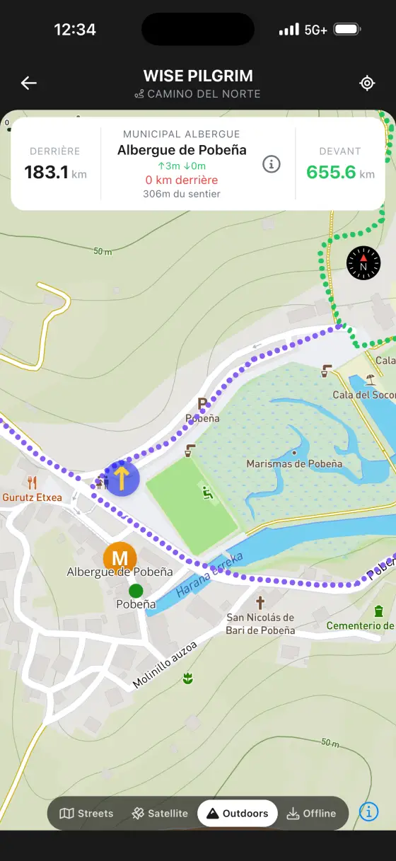 Camino del Norte — Topographical map