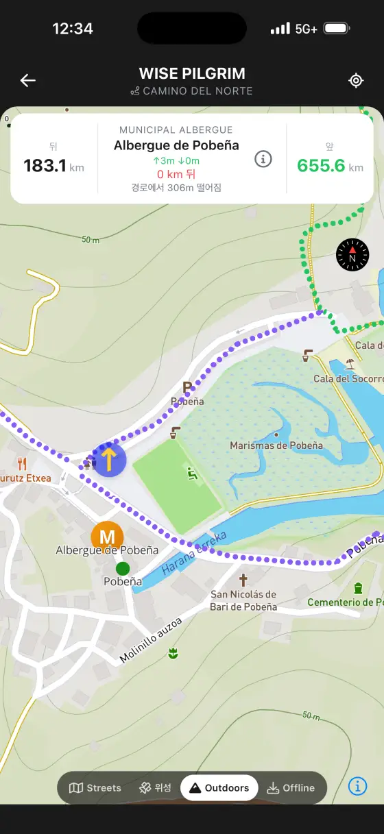 Camino del Norte — Topographical map