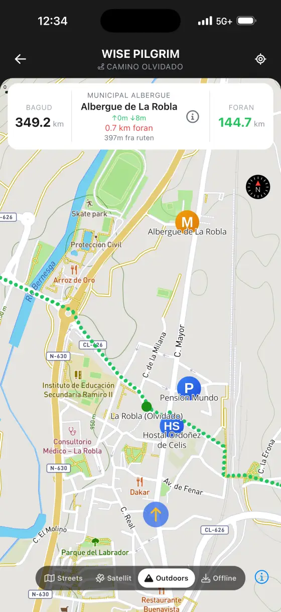 Camino Olvidado — Topographical map