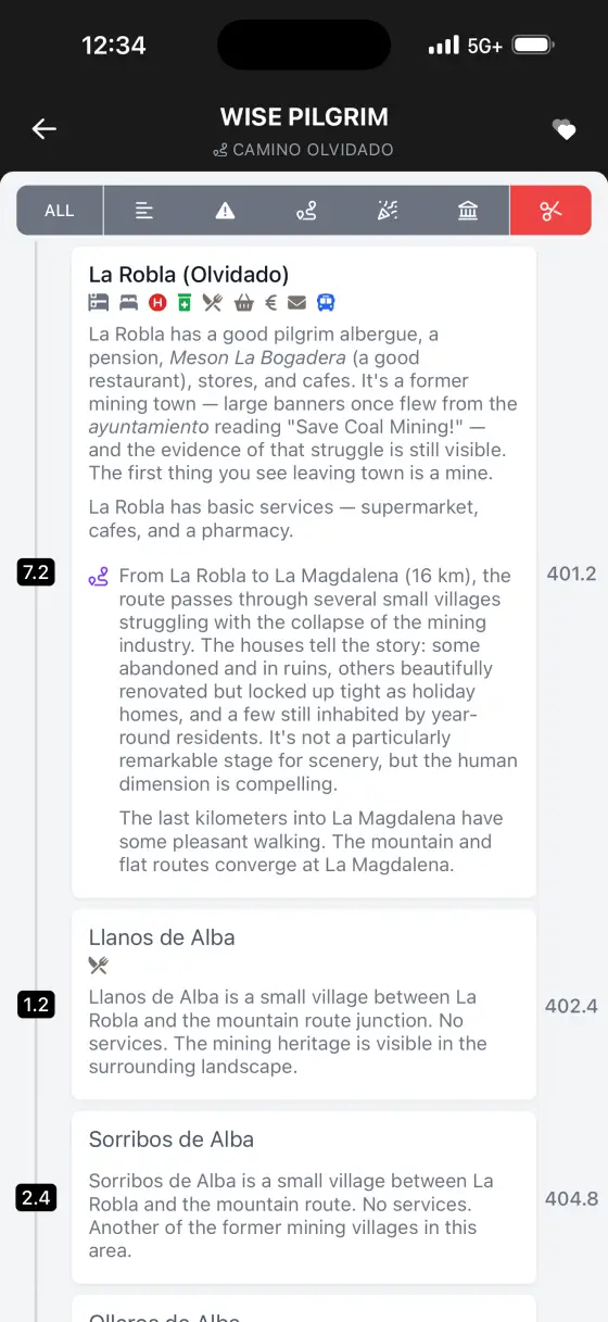 Camino Olvidado — The route