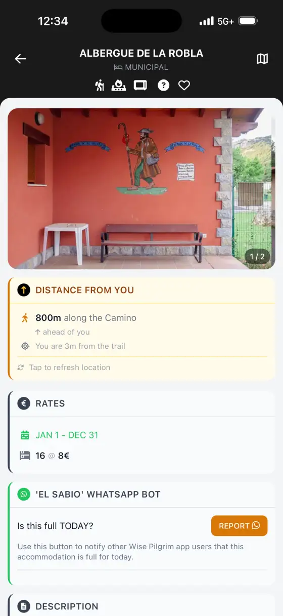 Camino Olvidado — Accommodation