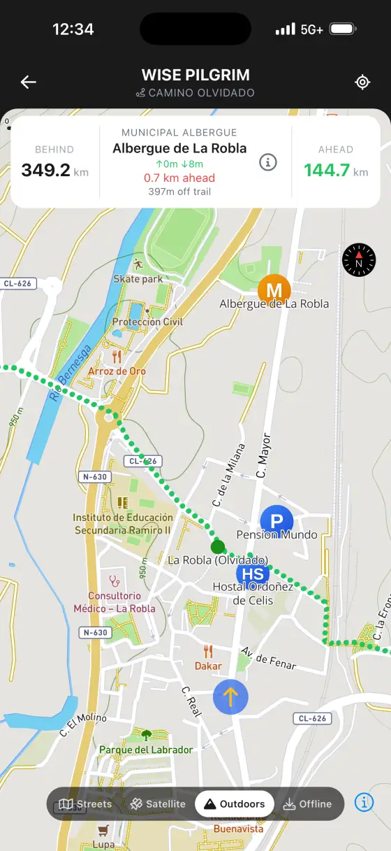 Camino Olvidado — Topographical map