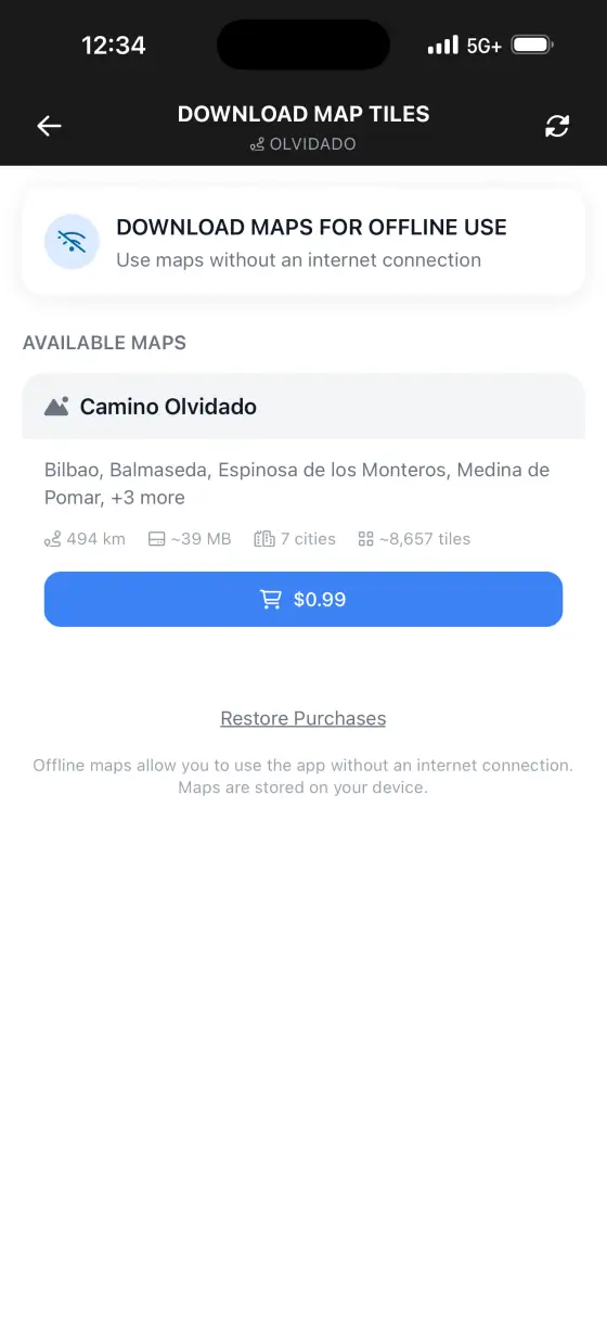 Camino Olvidado — Itinerary planner