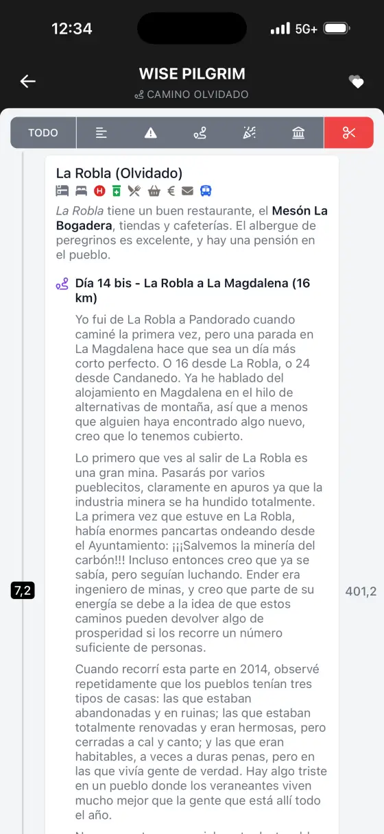 Camino Olvidado — The route