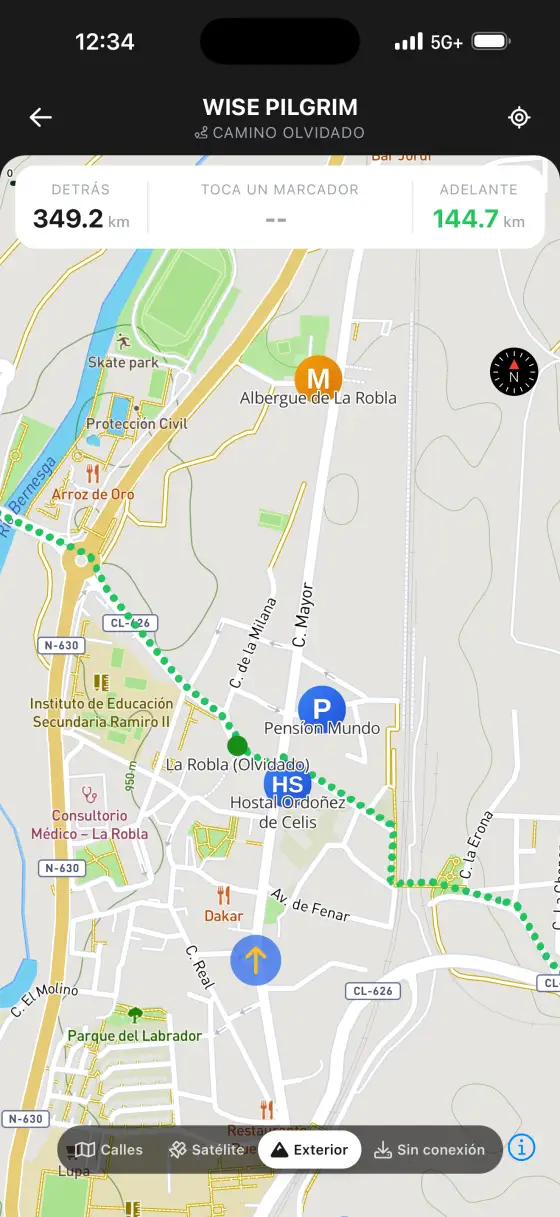Camino Olvidado — Topographical map