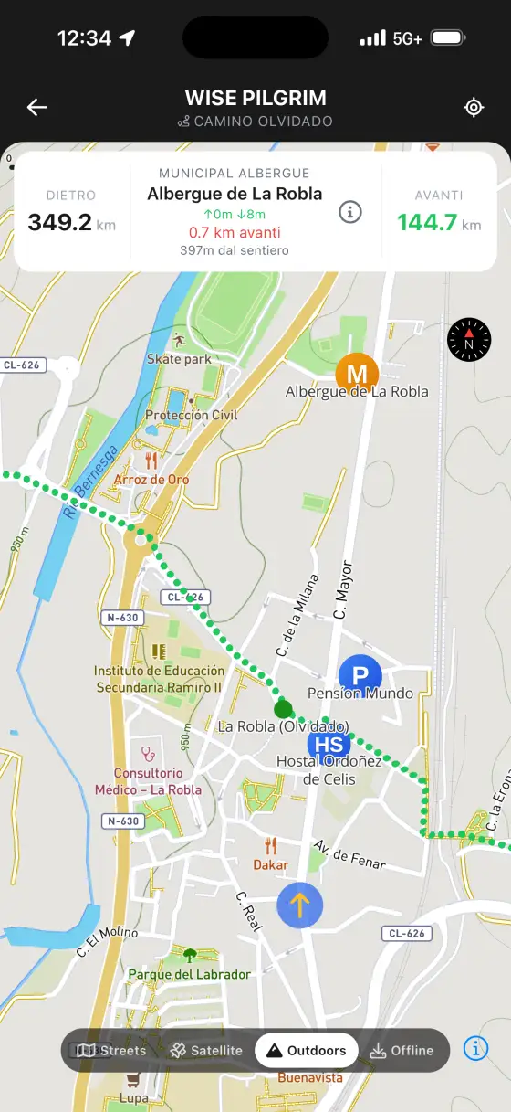 Camino Olvidado — Topographical map
