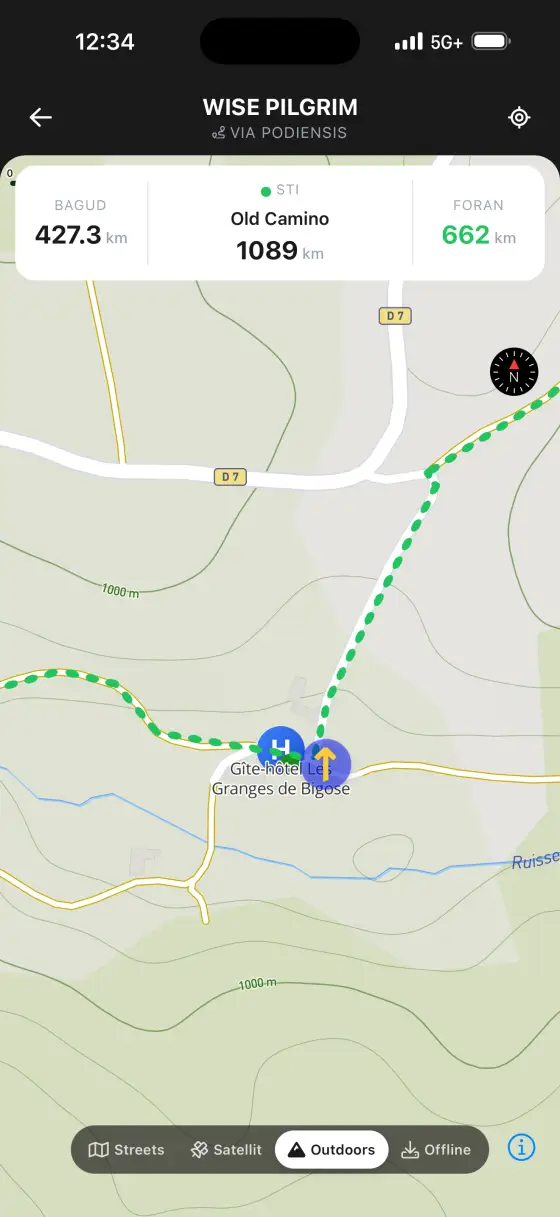 Via Podiensis (Le Puy) — Topographical map