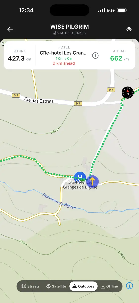 Via Podiensis (Le Puy) — Topographical map