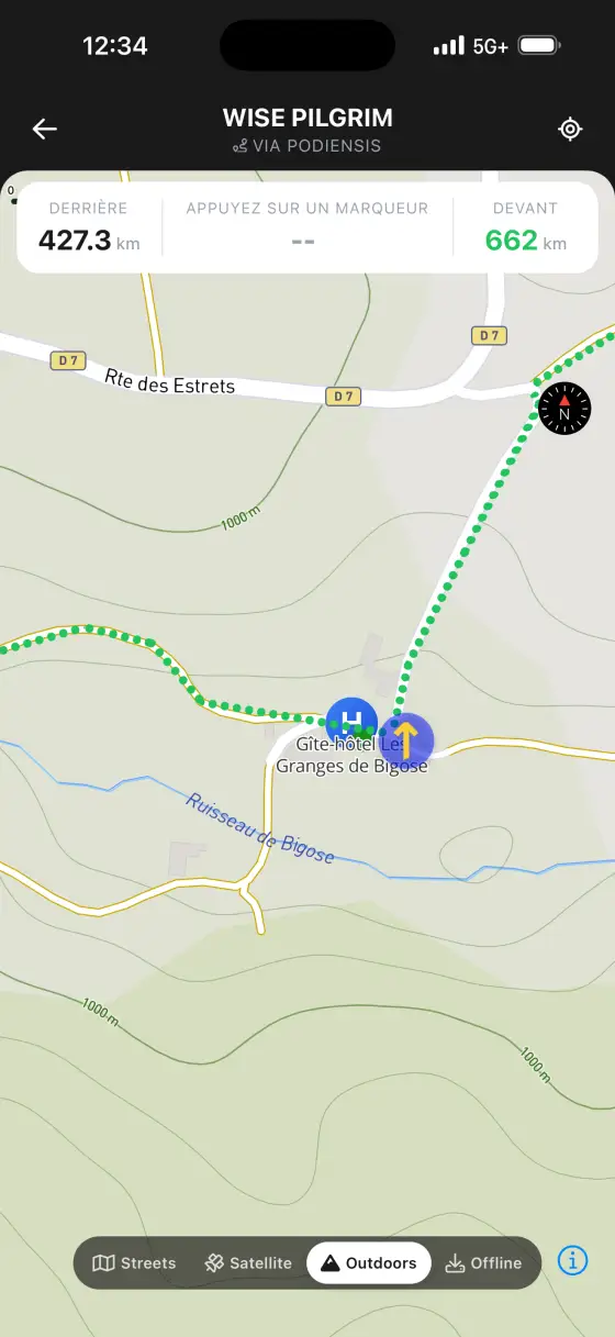Via Podiensis (Le Puy) — Topographical map