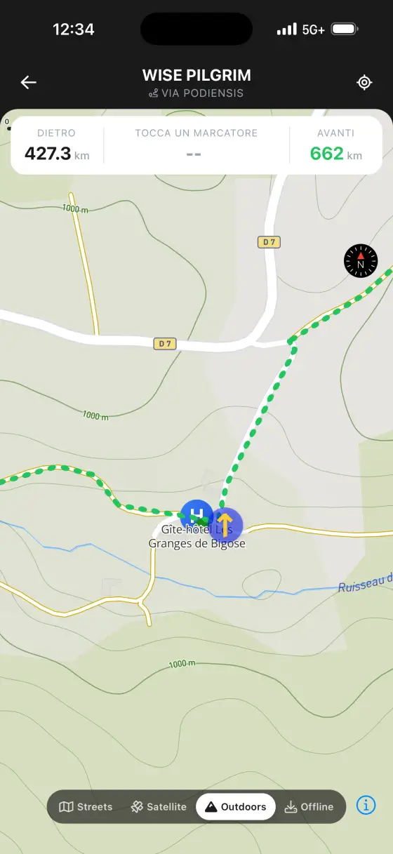 Via Podiensis (Le Puy) — Topographical map