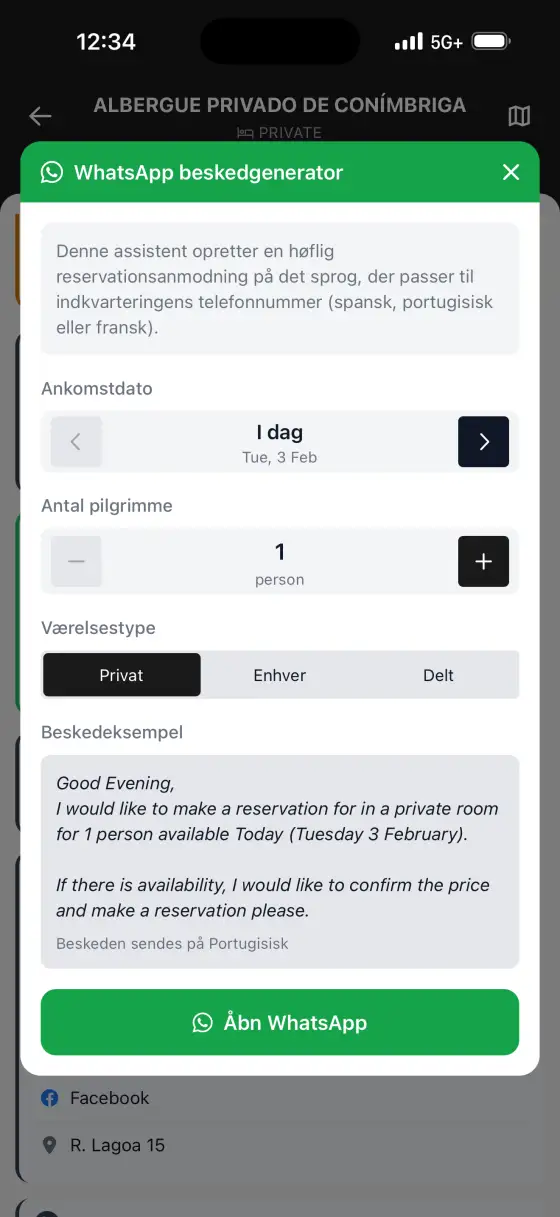 Camino Portugués — Reservation helper