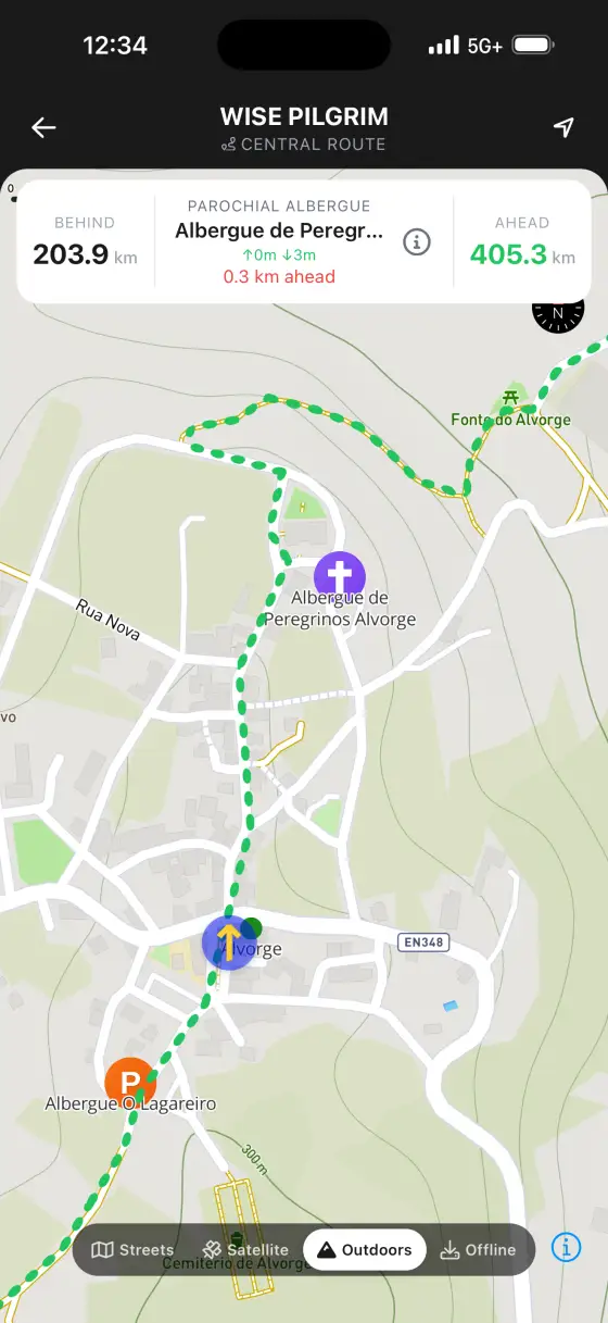 Camino Portugués — Topographical map