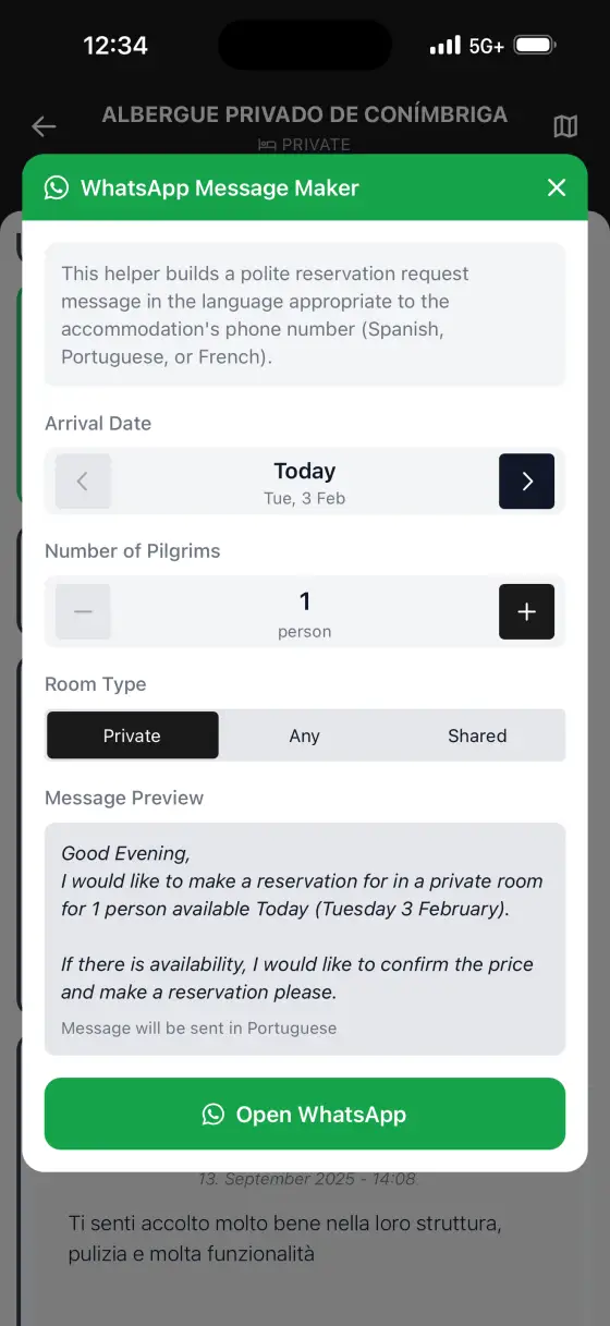 Camino Portugués — Reservation helper