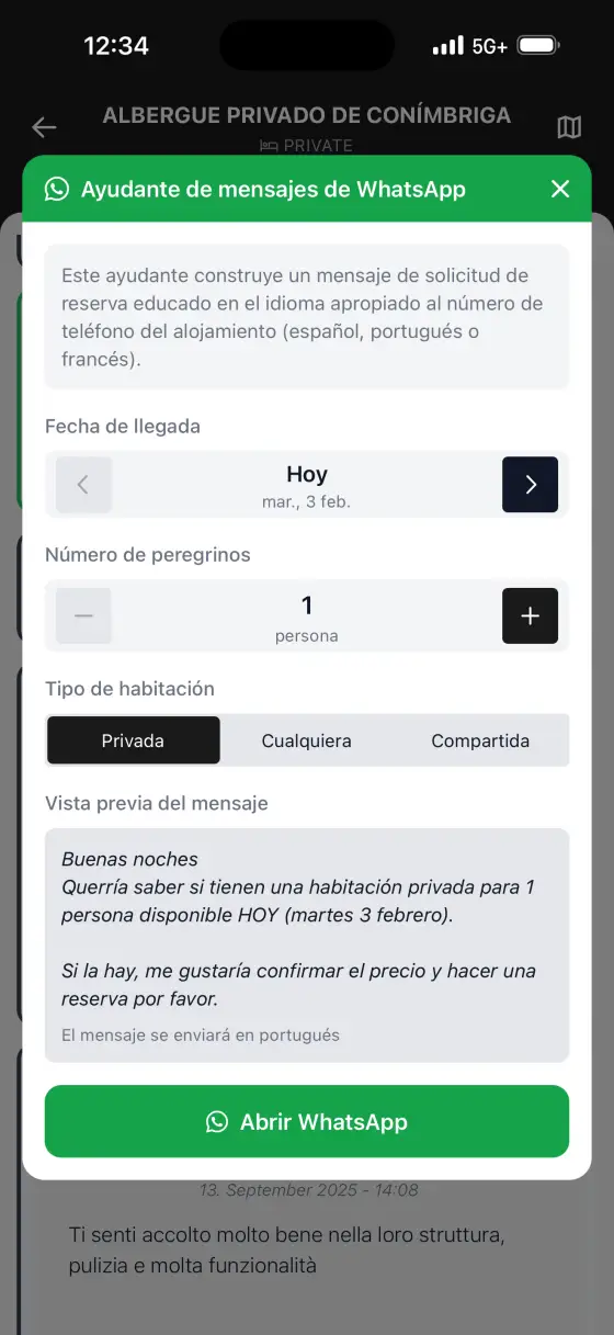 Camino Portugués — Reservation helper