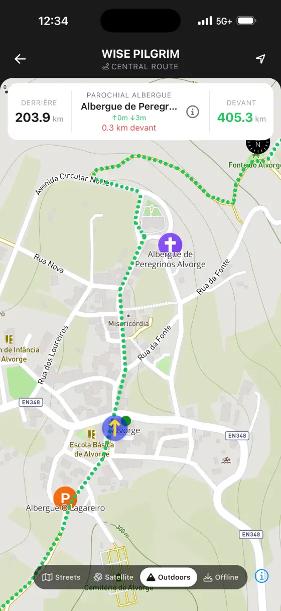 Camino Portugués — Topographical map