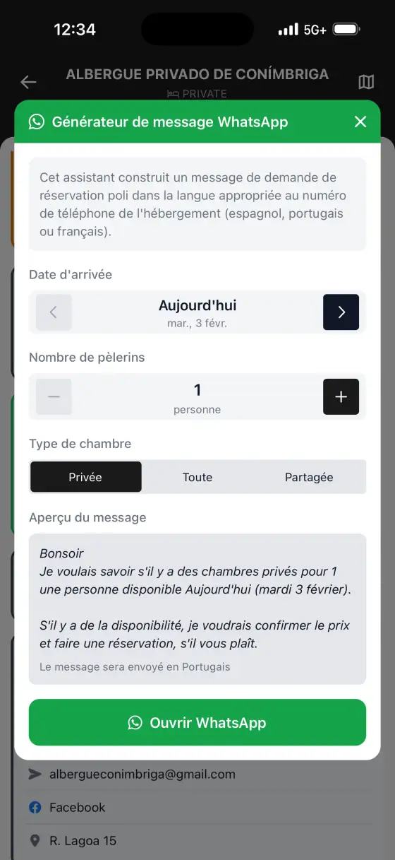Camino Portugués — Reservation helper