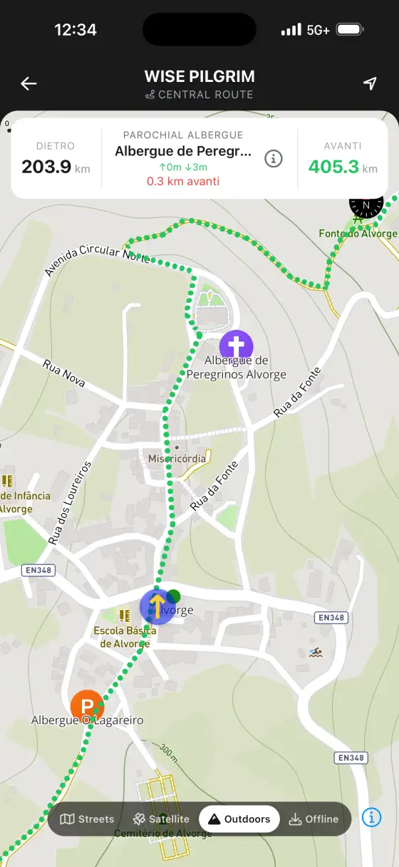 Camino Portugués — Topographical map