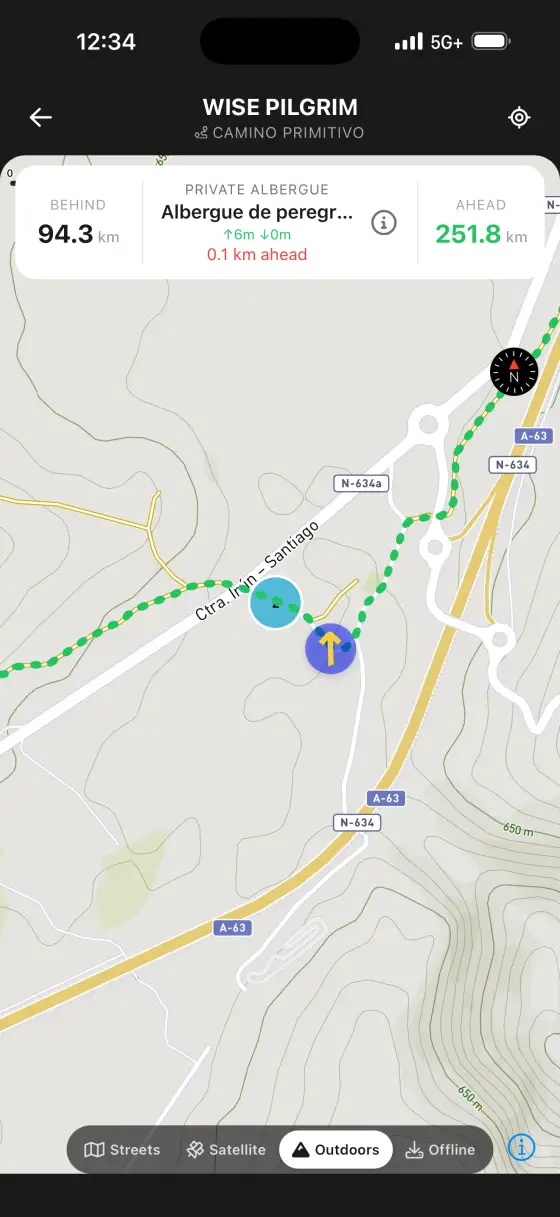Camino Primitivo — Topographical map