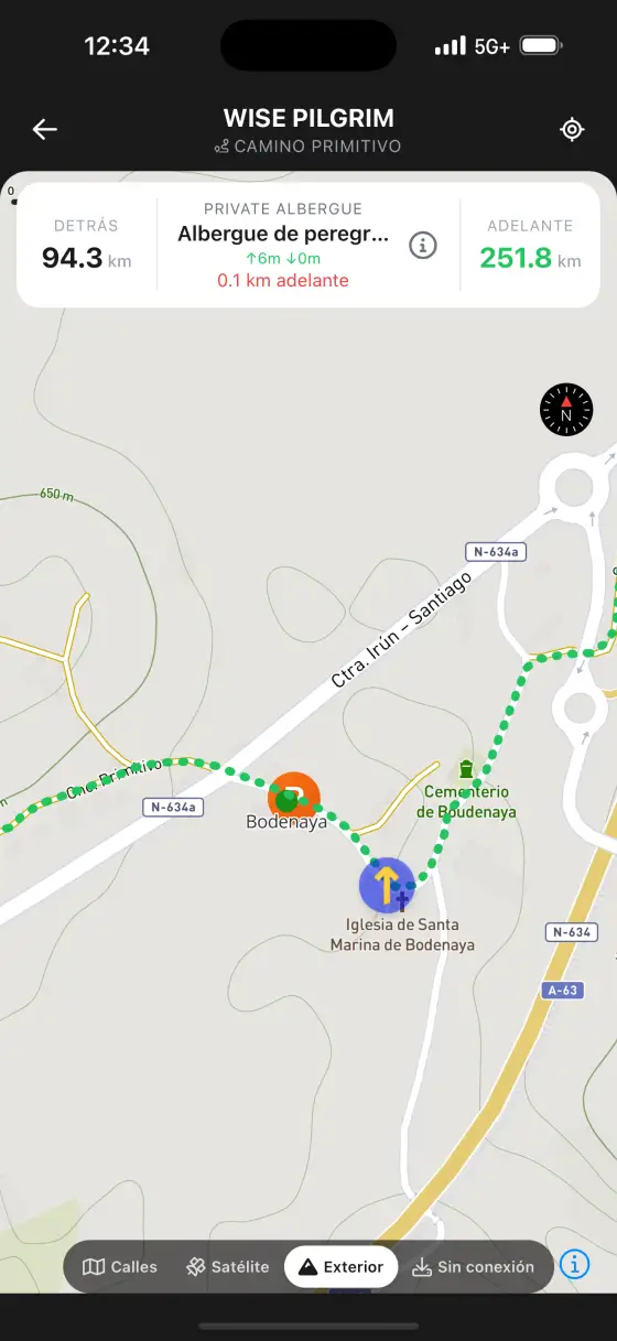 Camino Primitivo — Topographical map