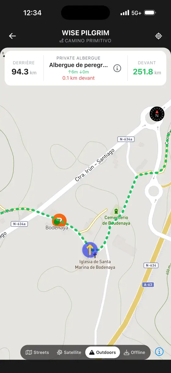 Camino Primitivo — Topographical map