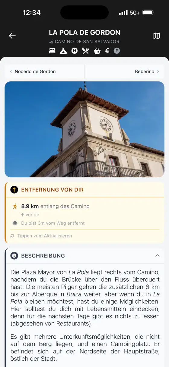 Camino de San Salvador — Town detail