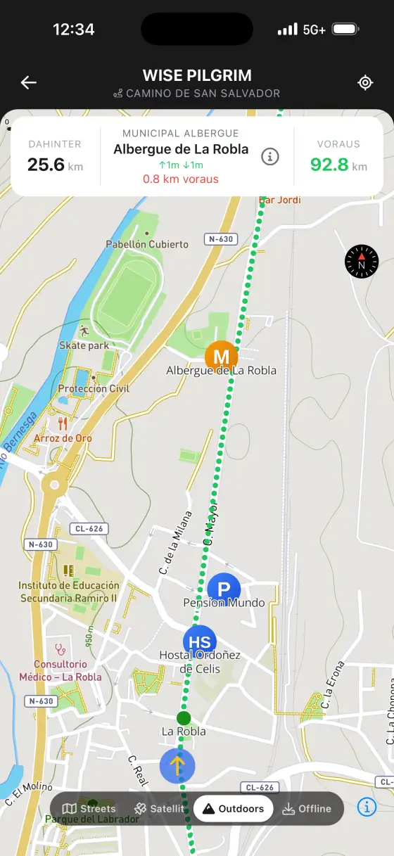 Camino de San Salvador — Topographical map