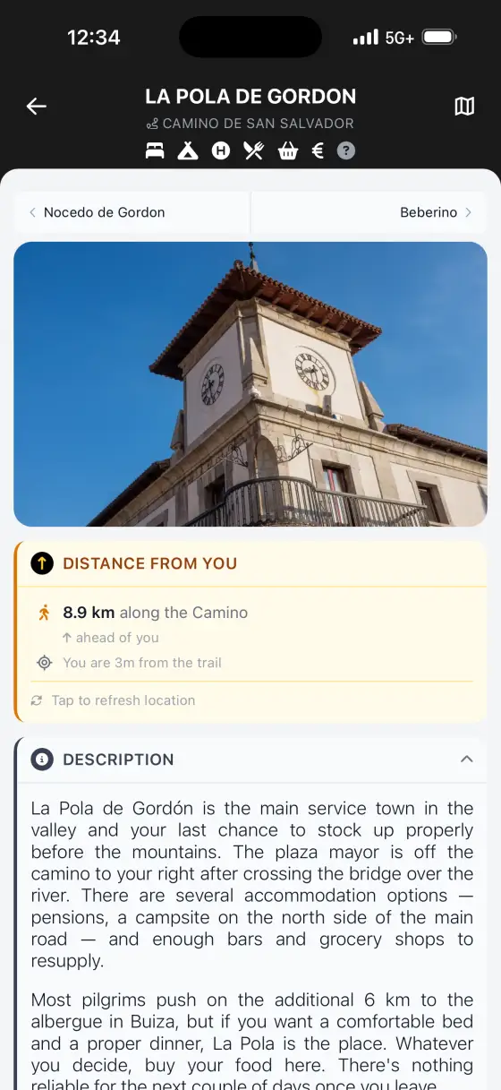 Camino de San Salvador — Town detail