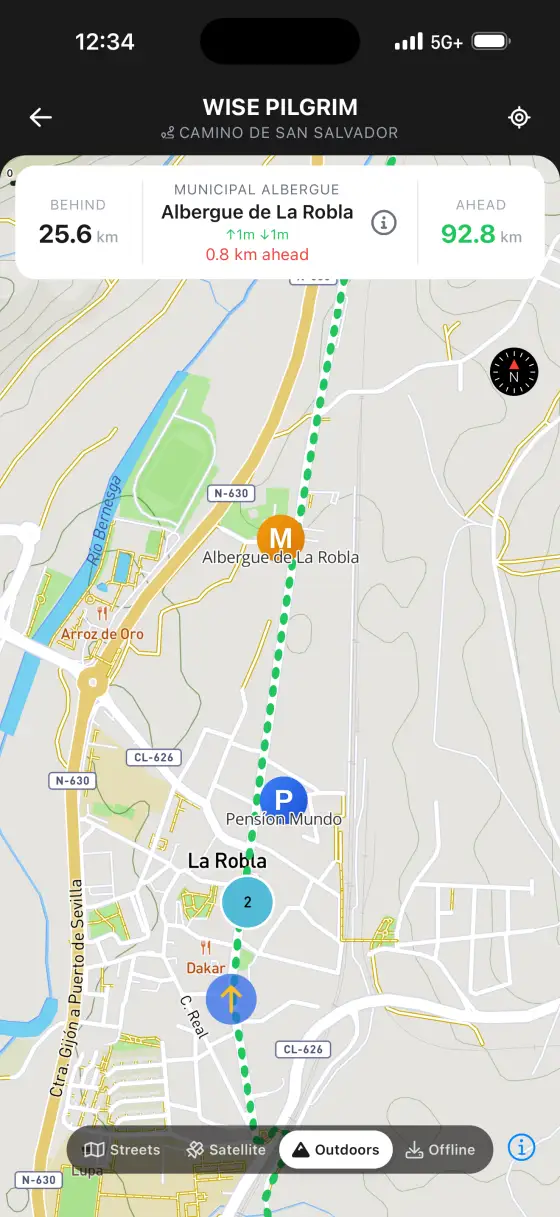 Camino de San Salvador — Topographical map