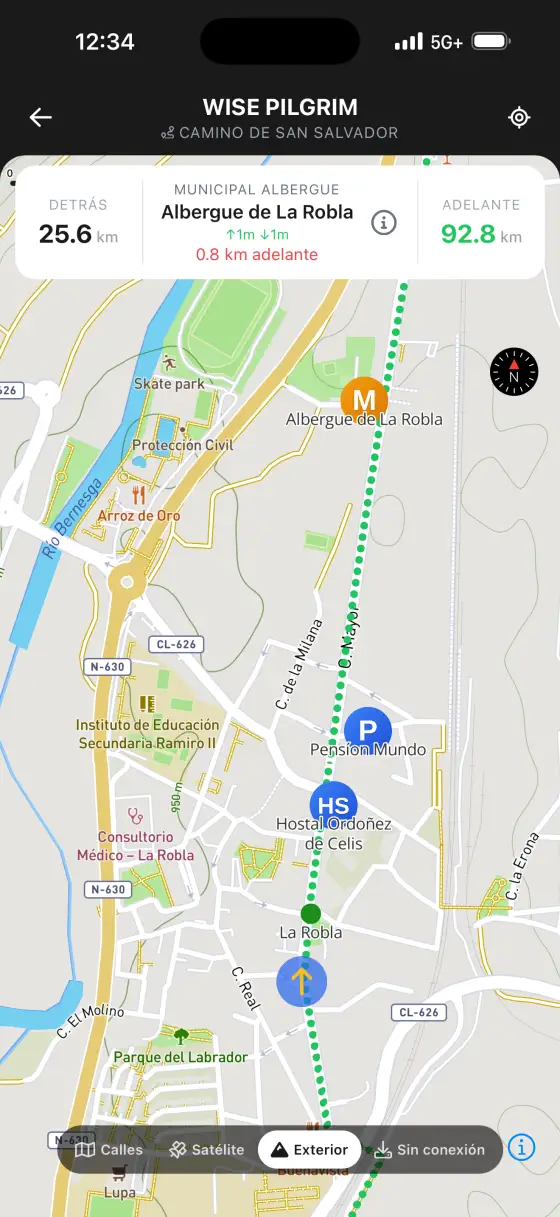 Camino de San Salvador — Topographical map