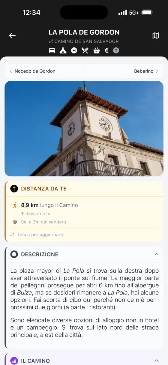 Camino de San Salvador — Town detail