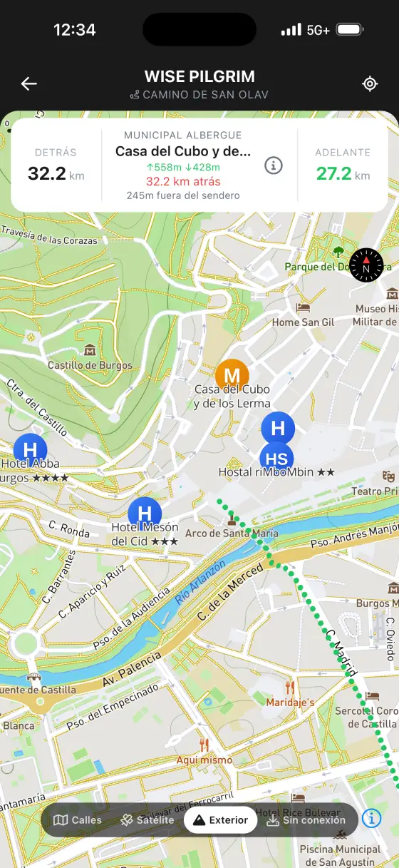 Camino de San Olav — Topographical map